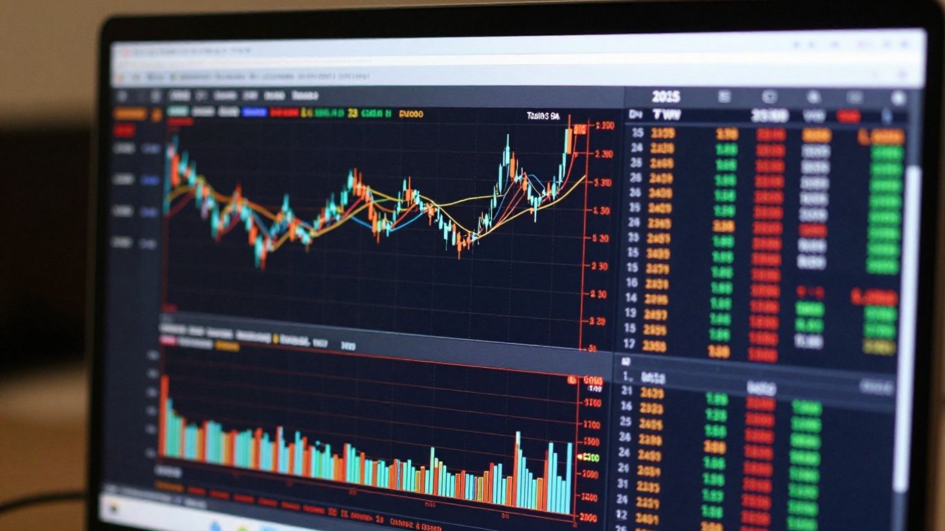 TradingView interface with market patterns and indicators.