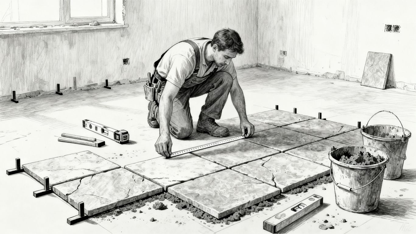Measuring tiles for a professional floor layout