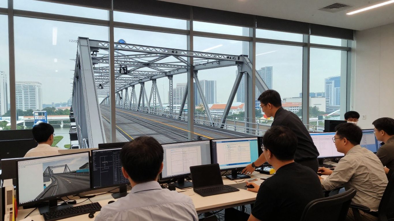 Finite element model of long span steel bridge