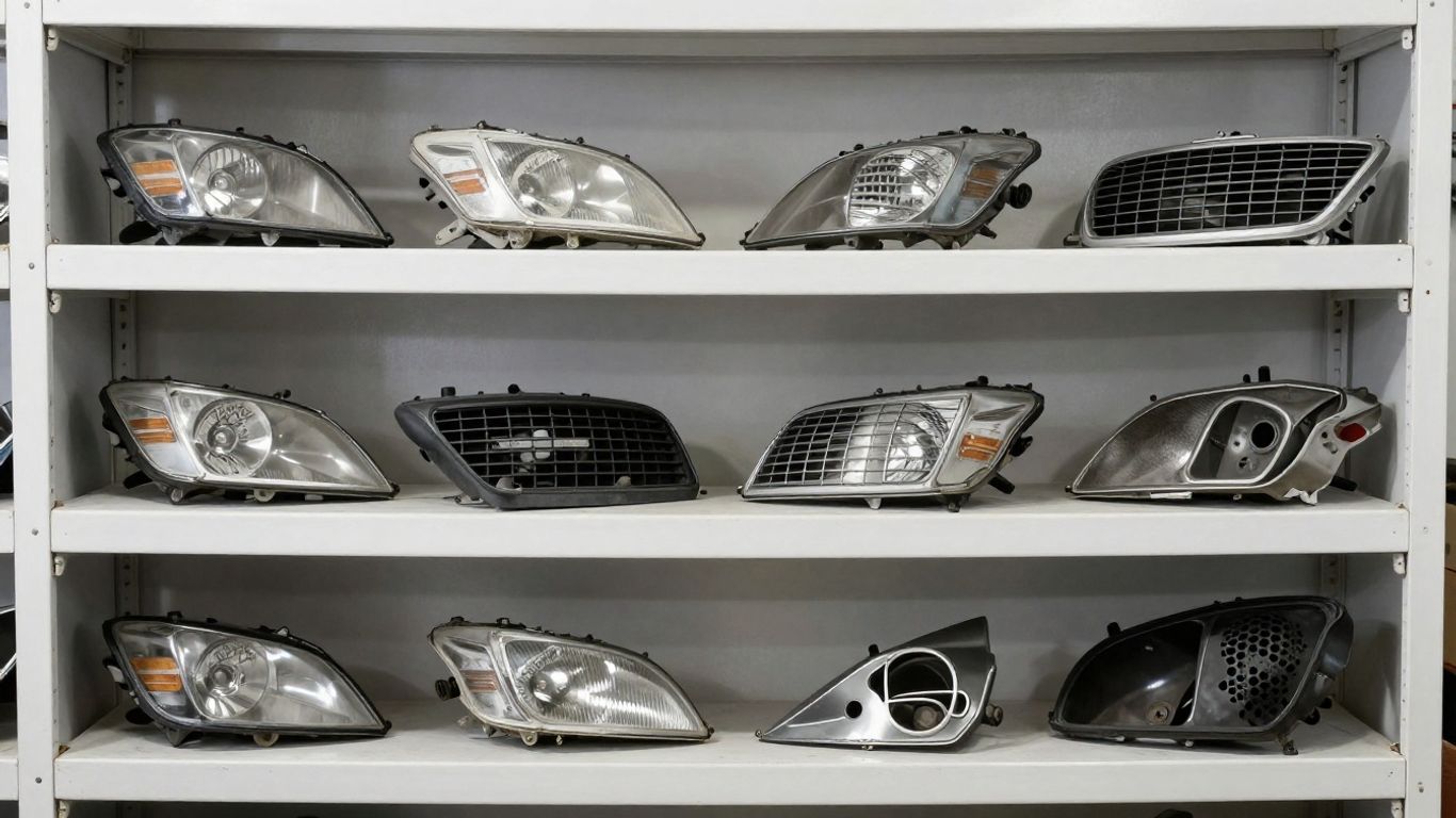 Used Chrysler car parts on a shelf