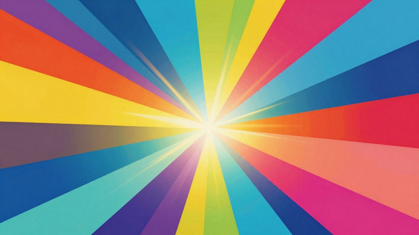 Abstract shapes and light rays indicating advertising success.