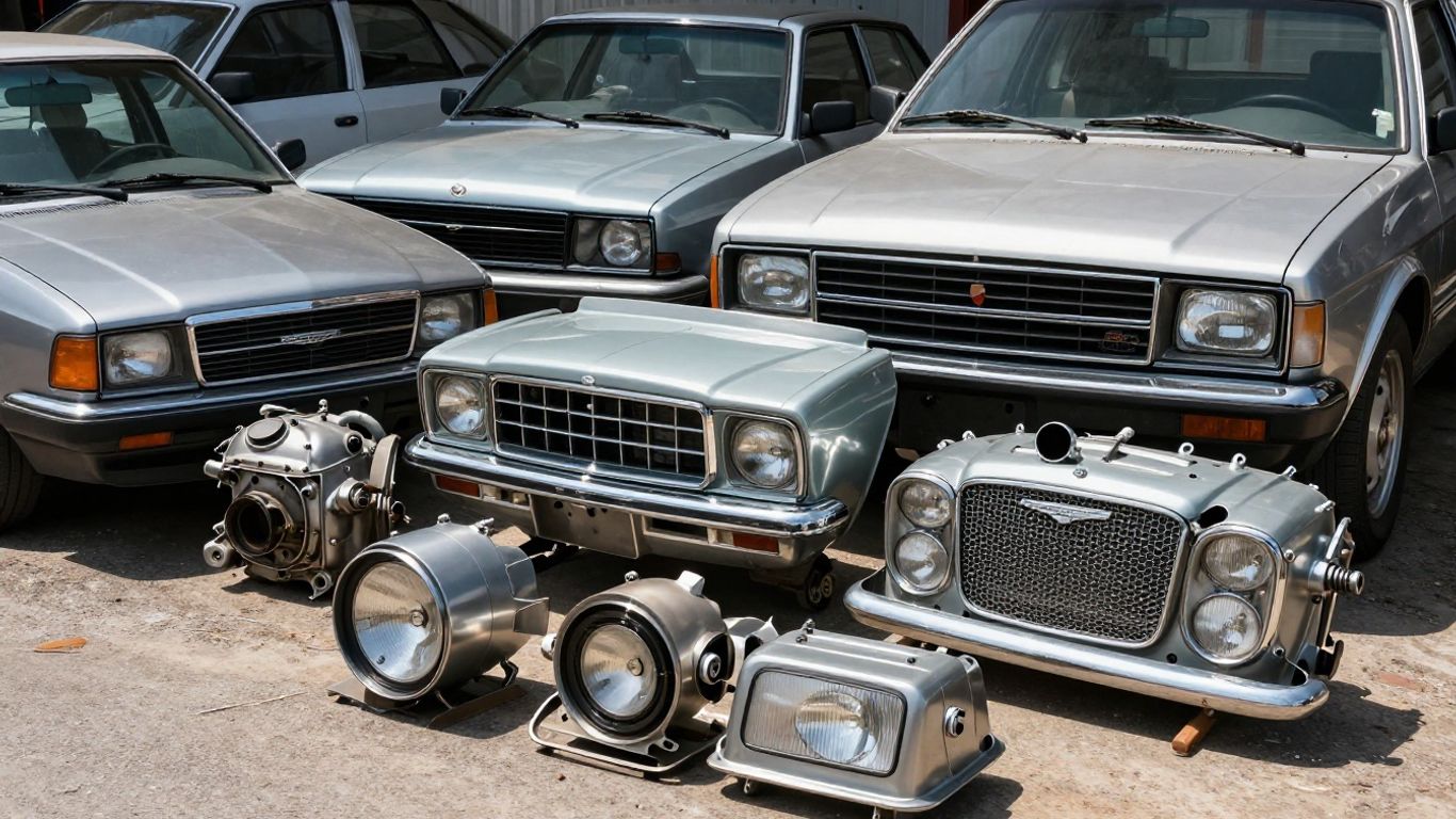 Chrysler car parts in a Perth wrecking yard.
