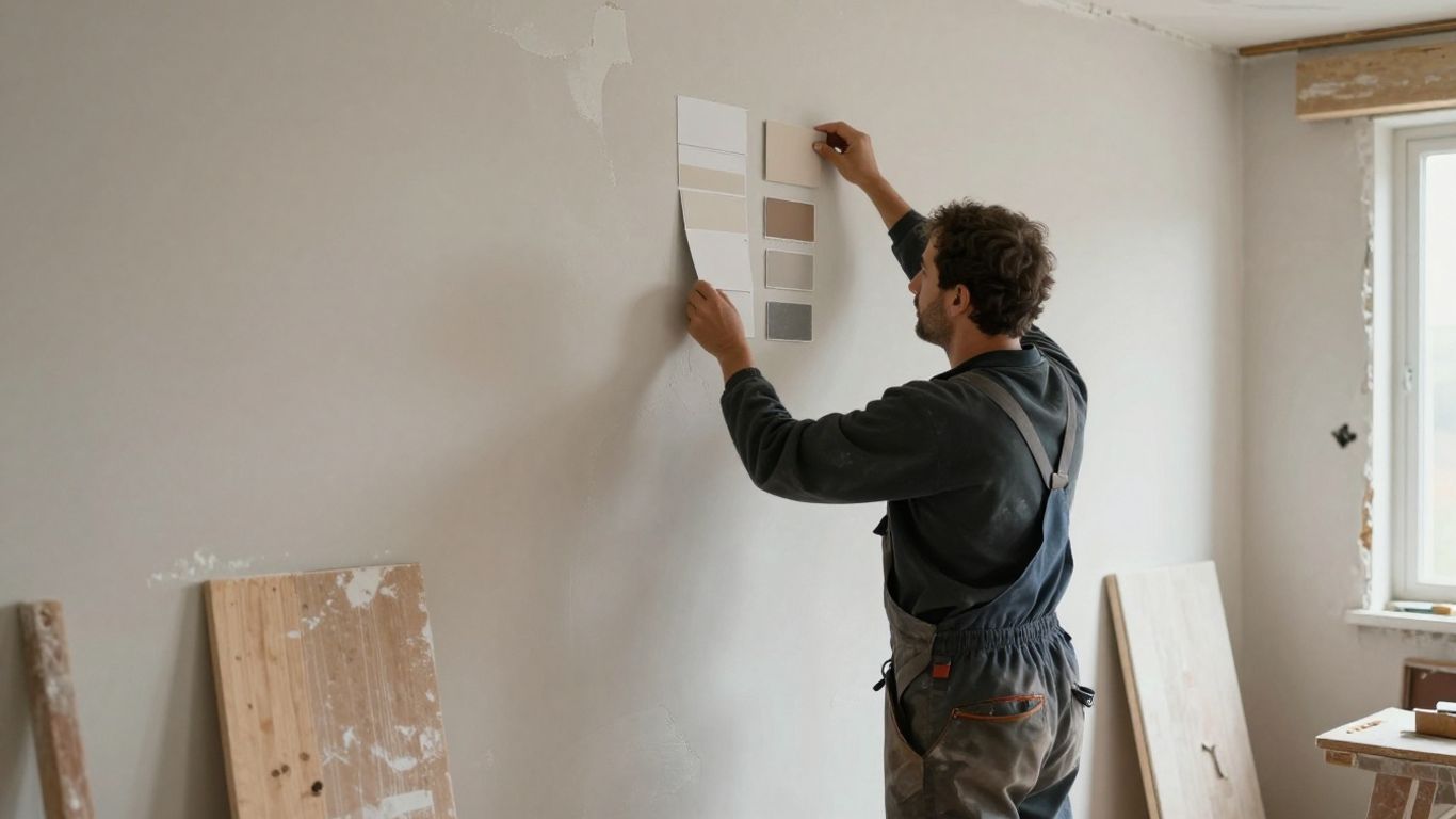 Renovation artisan reviewing materials indoors