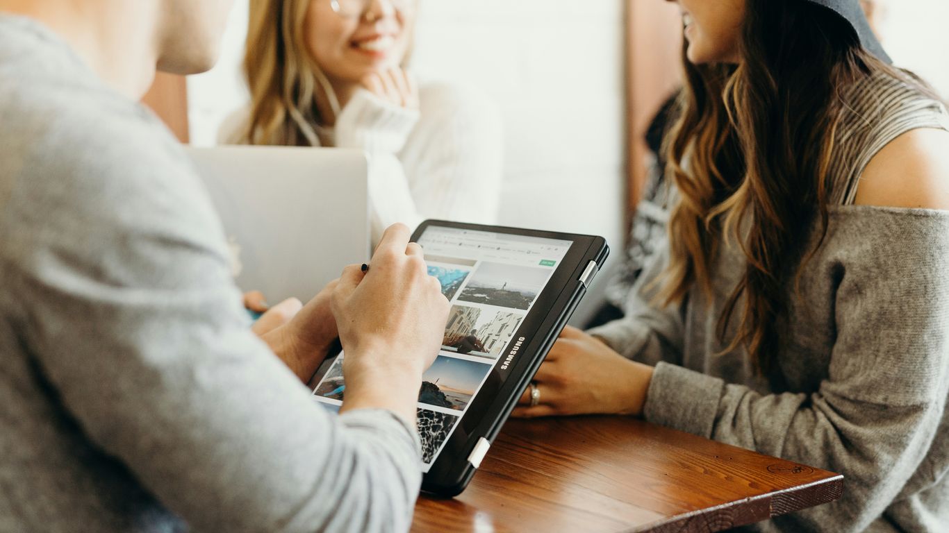 man using tablet computer