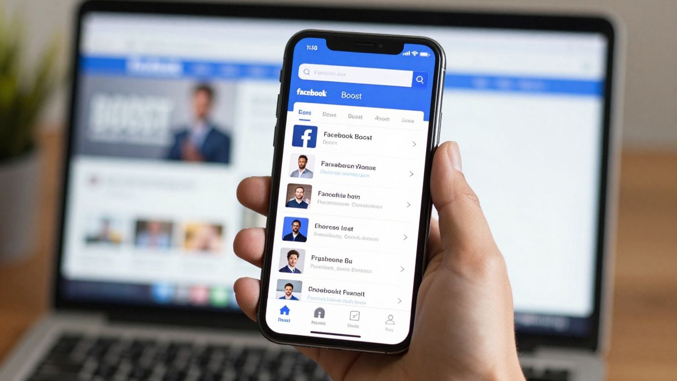 Mobile phone showing Facebook boost campaign