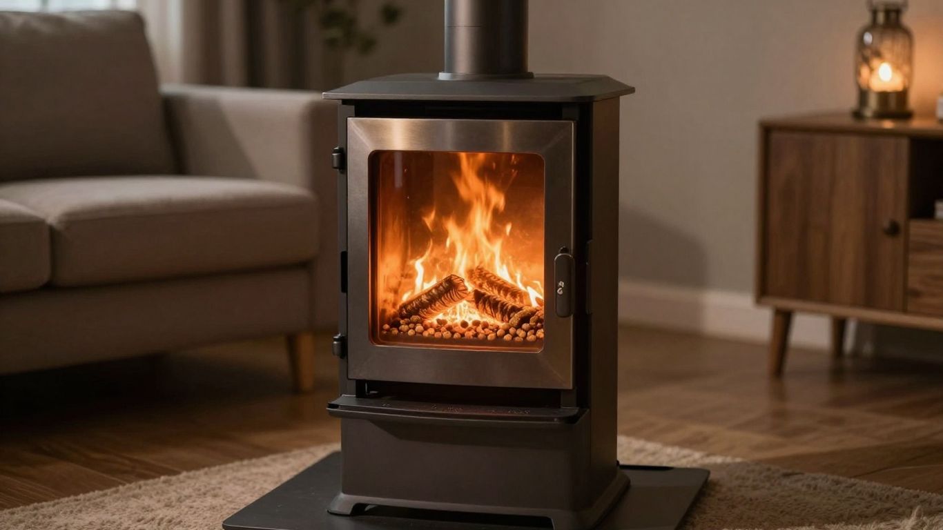 Poêle à granulés moderne dans un salon confortable.