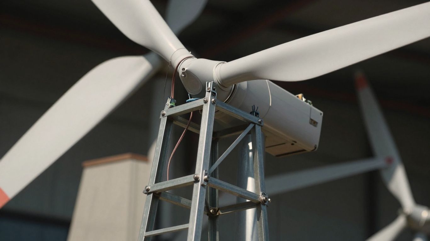 Éolienne faite maison en cours d'assemblage.