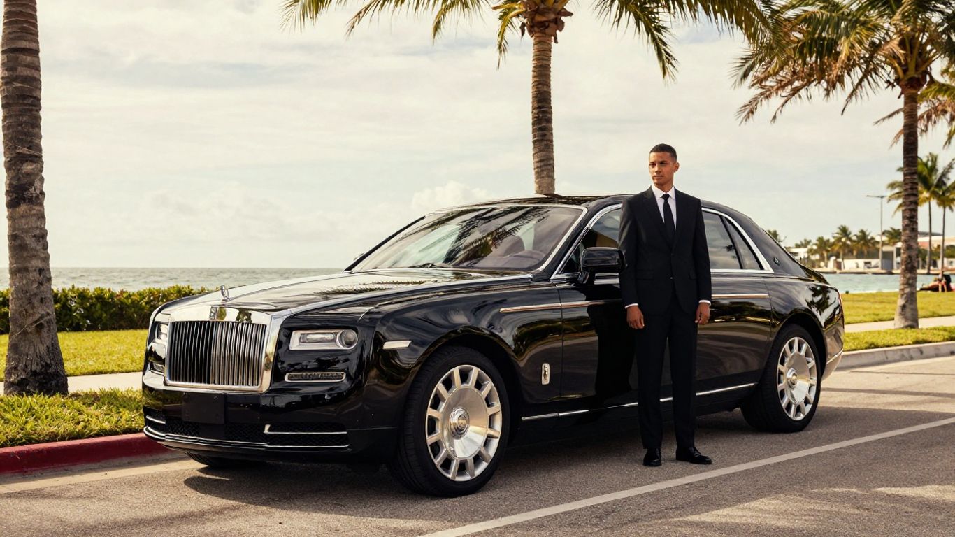 Luxury sedan and SUV waiting curbside