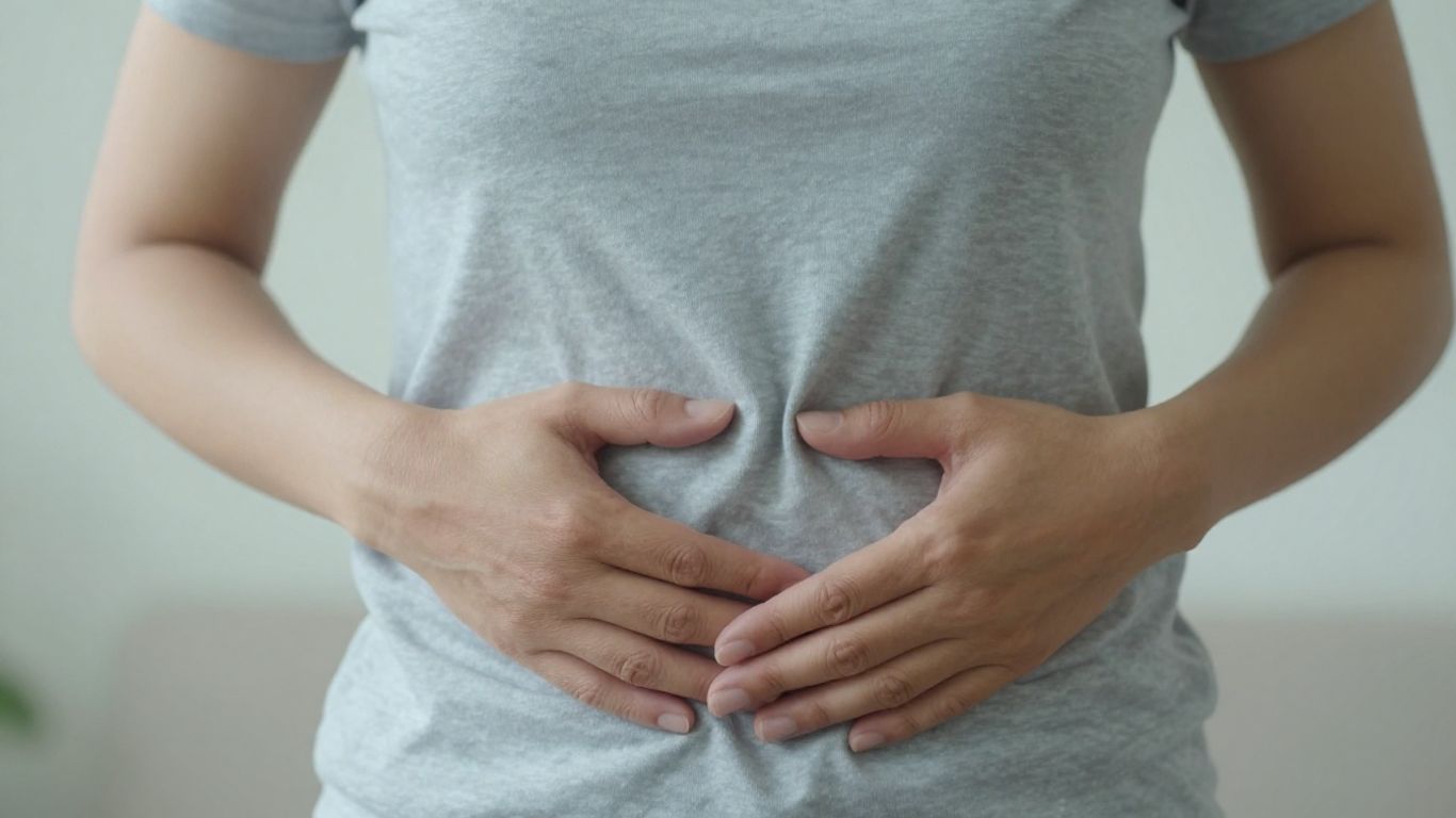 Pessoa com dor na bexiga, buscando alívio.