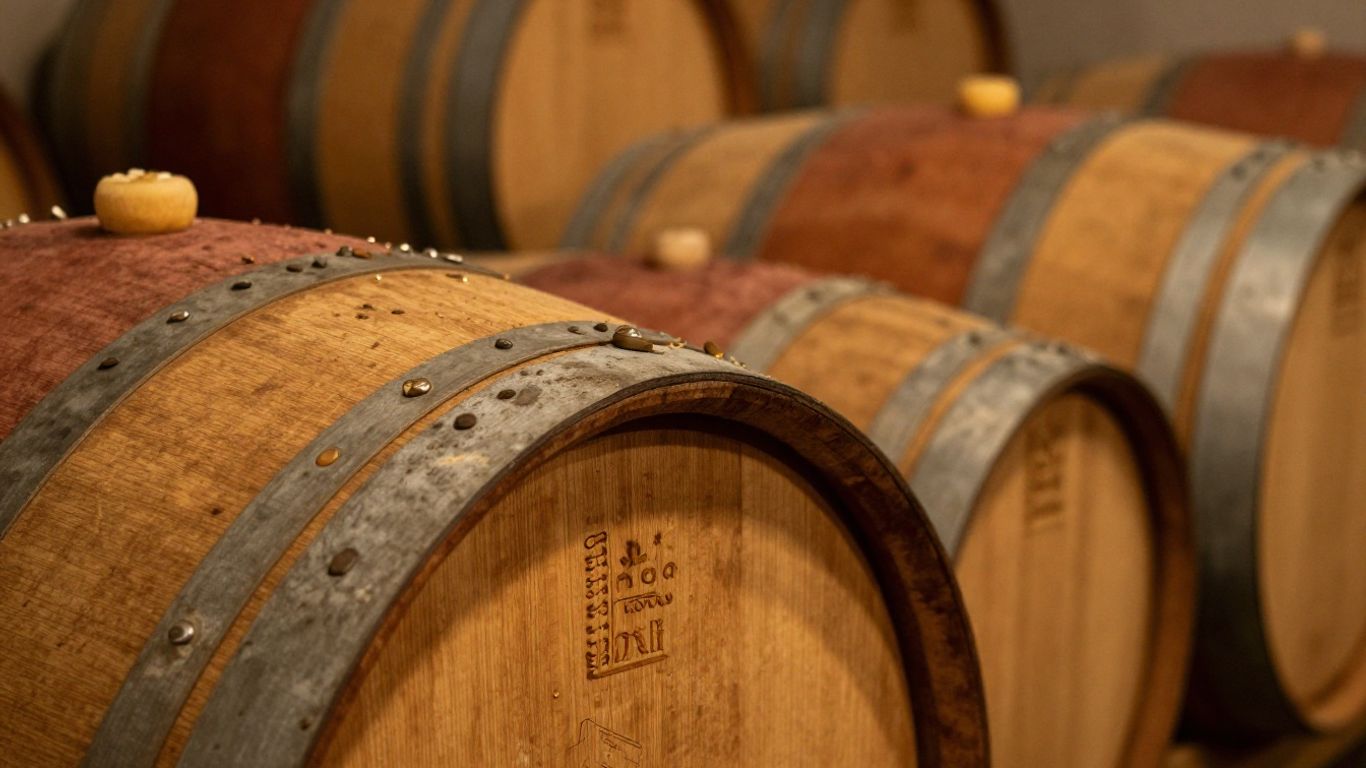 Barrel-aged beer in wooden barrels
