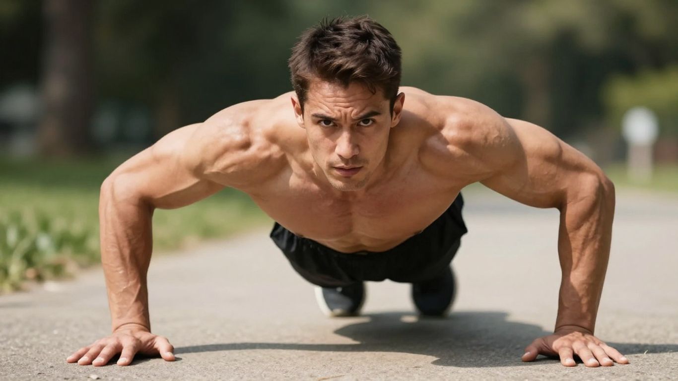 Person doing a military push-up outdoors.