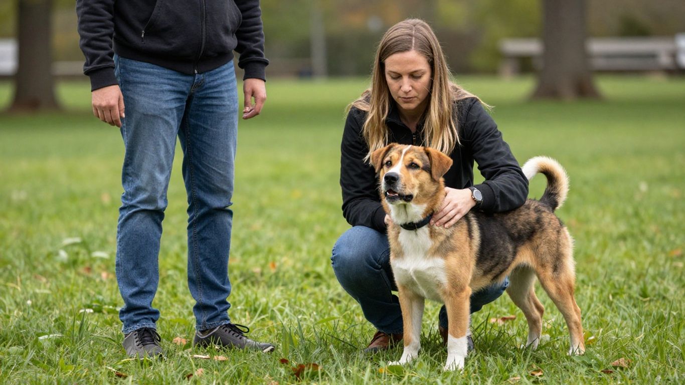 Puppy training session outdoors