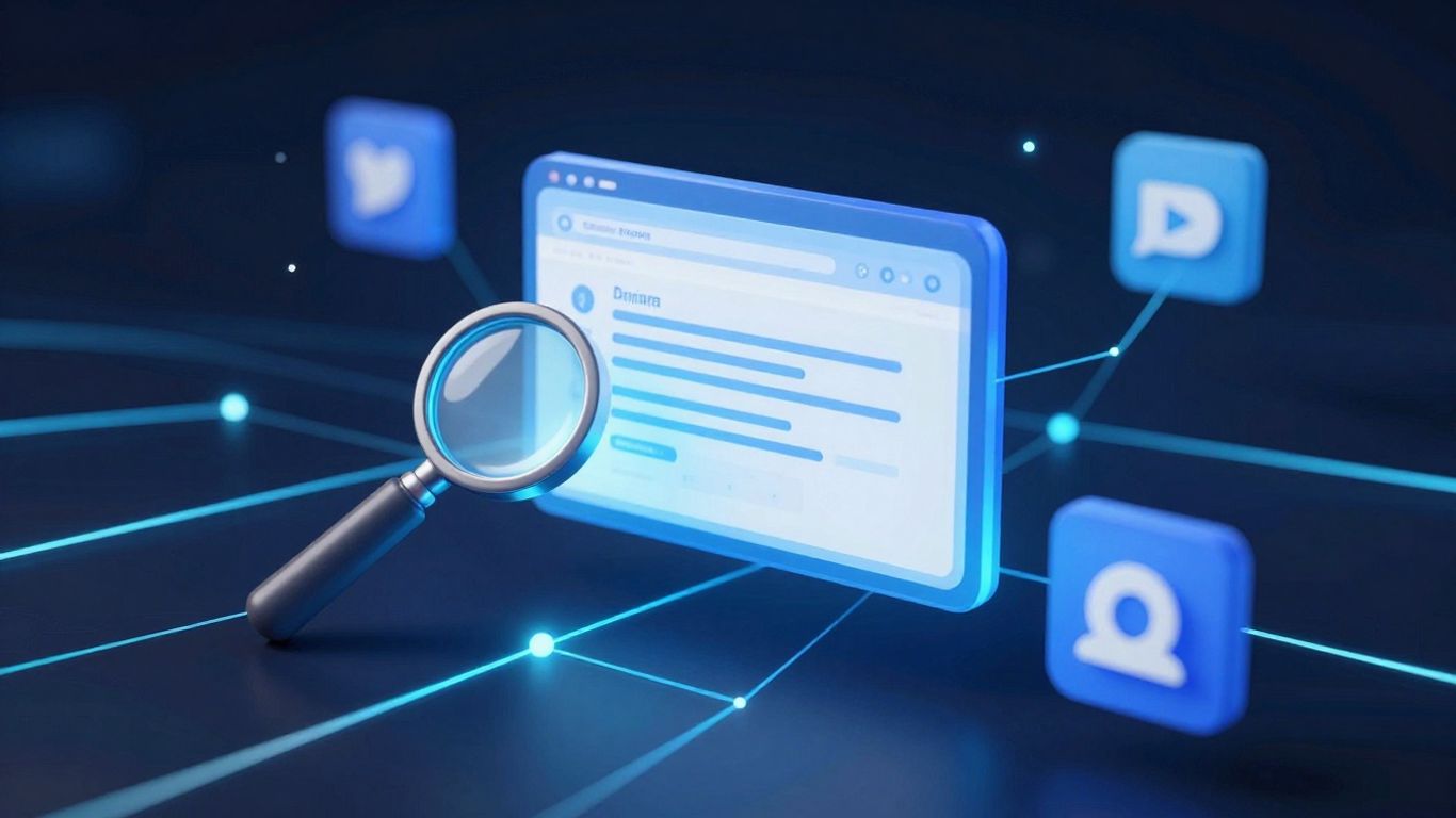 Web design, SEO, and social media icons interconnected.