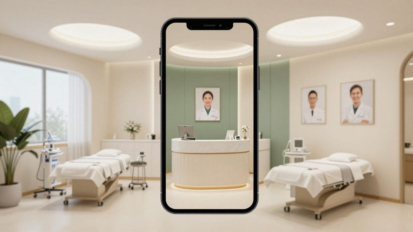 Aesthetic clinic Instagram profile on smartphone
