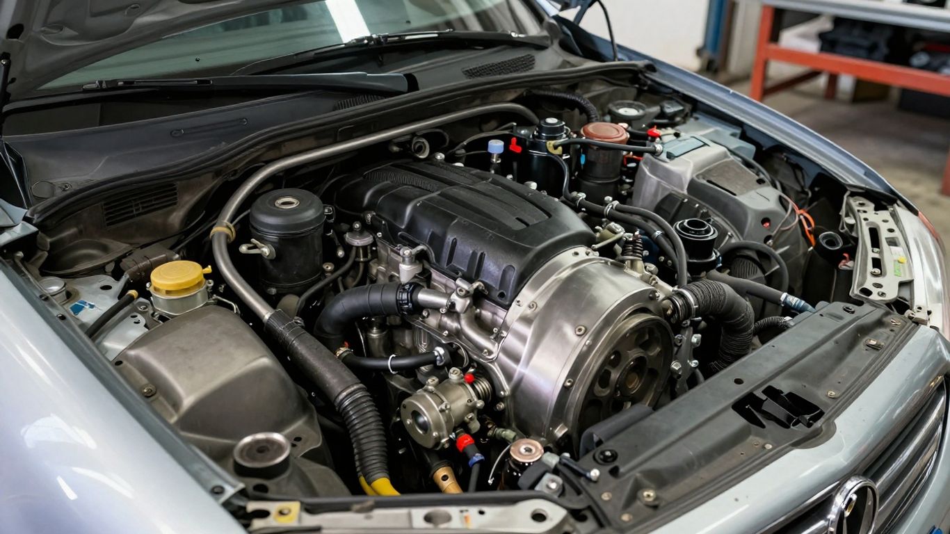 Engine being prepared for installation