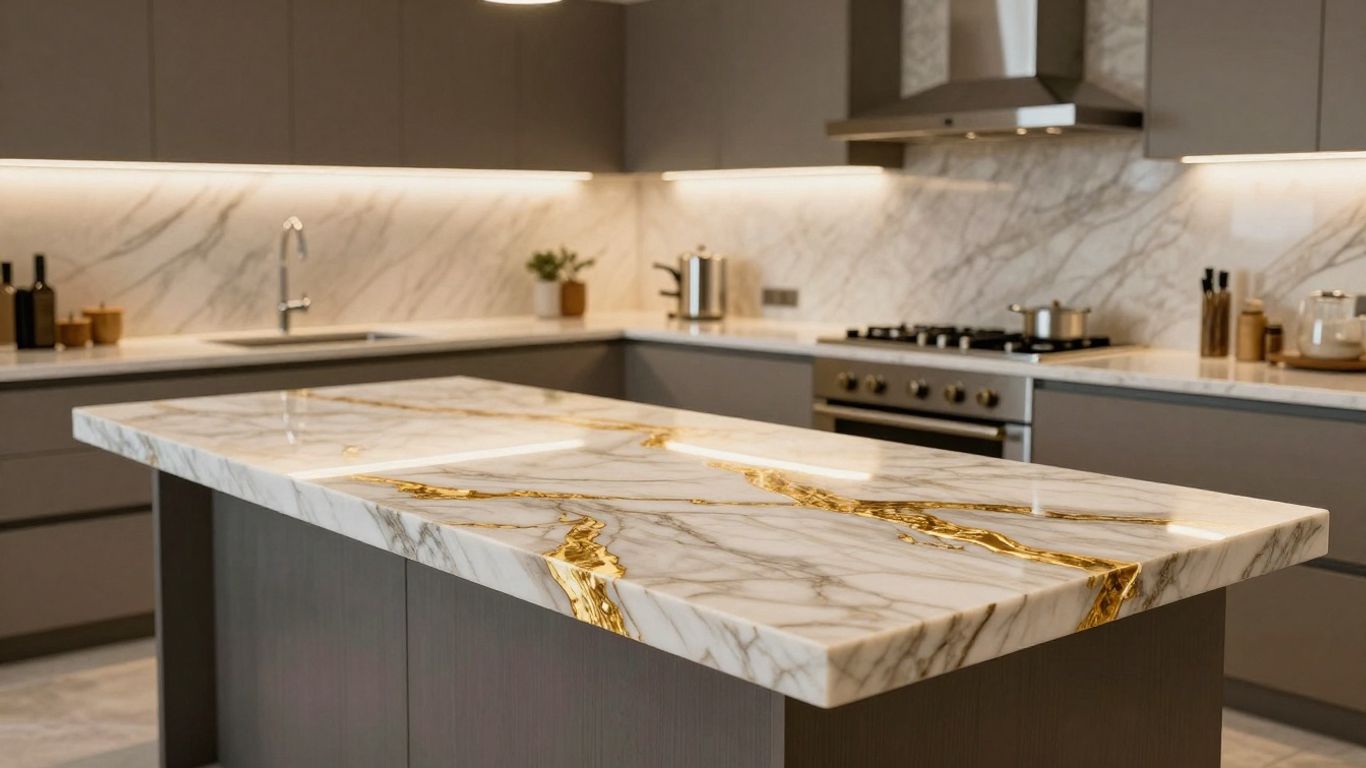 Calacatta Gold quartz kitchen worktop