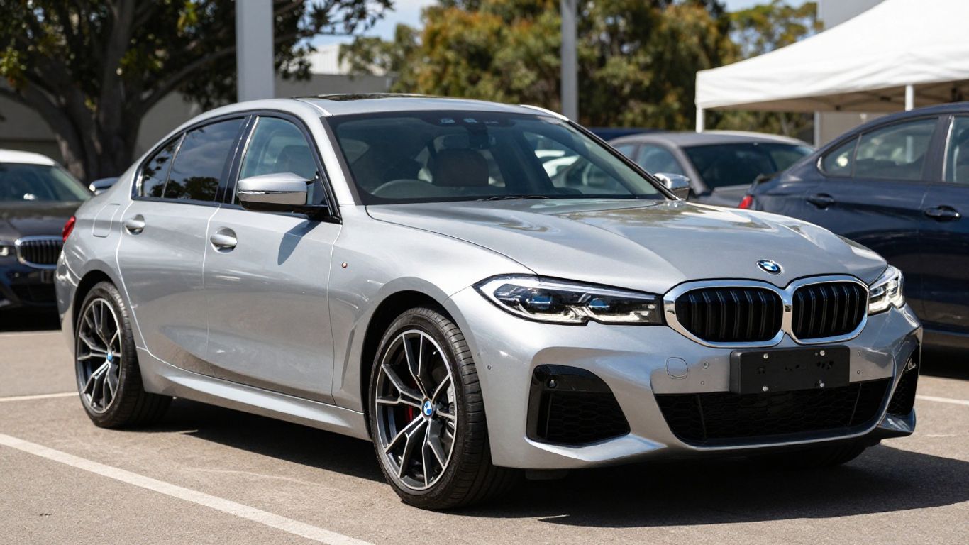 BMW M Series car parked at a dealership.