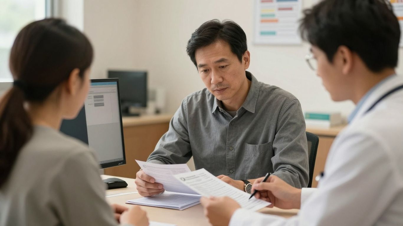 Healthcare administrator reviewing secure patient records