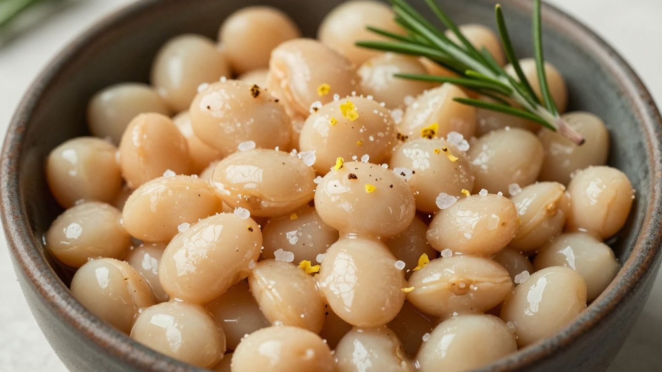Cooked beans with salt, lemon zest, and rosemary.