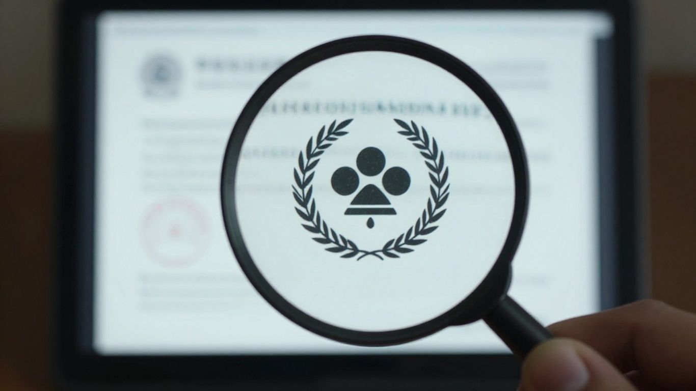 Lupa sobre pantalla con documentos oficiales.