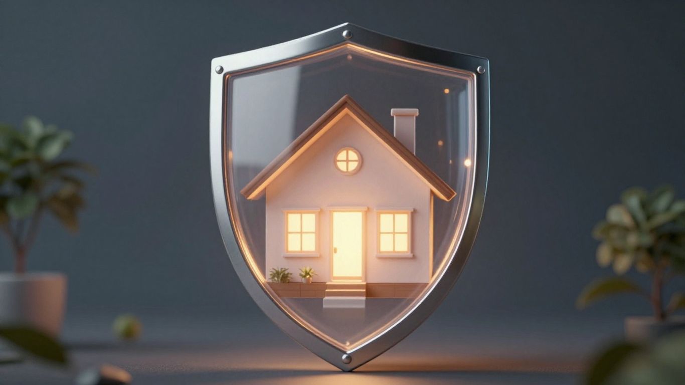 Casa protegida por un escudo de seguro.