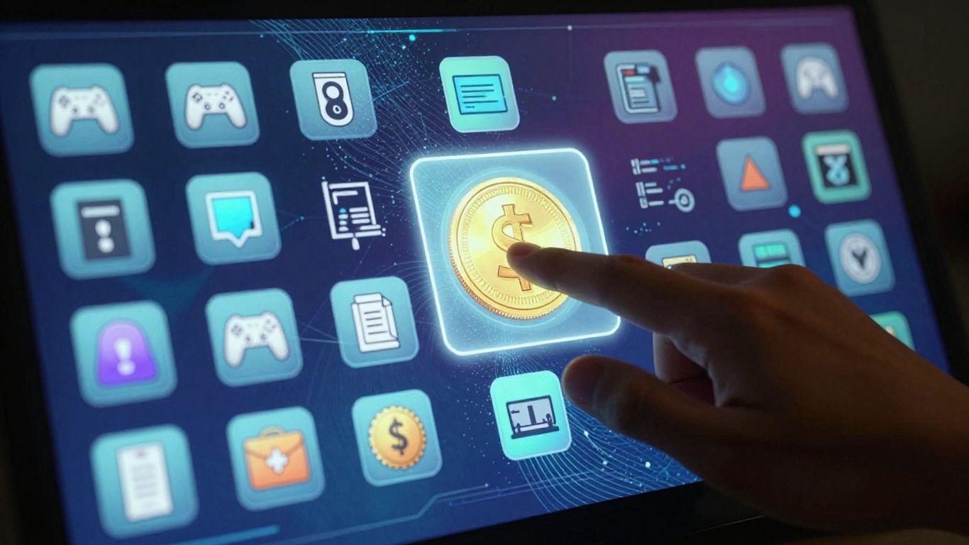 HanGame money usage interface with glowing icons.