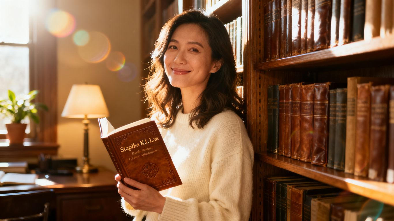 Stephanie K.L. Lam holding her book.