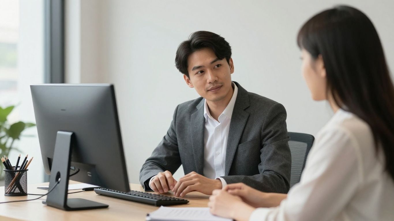 Agent discussing solutions with a client