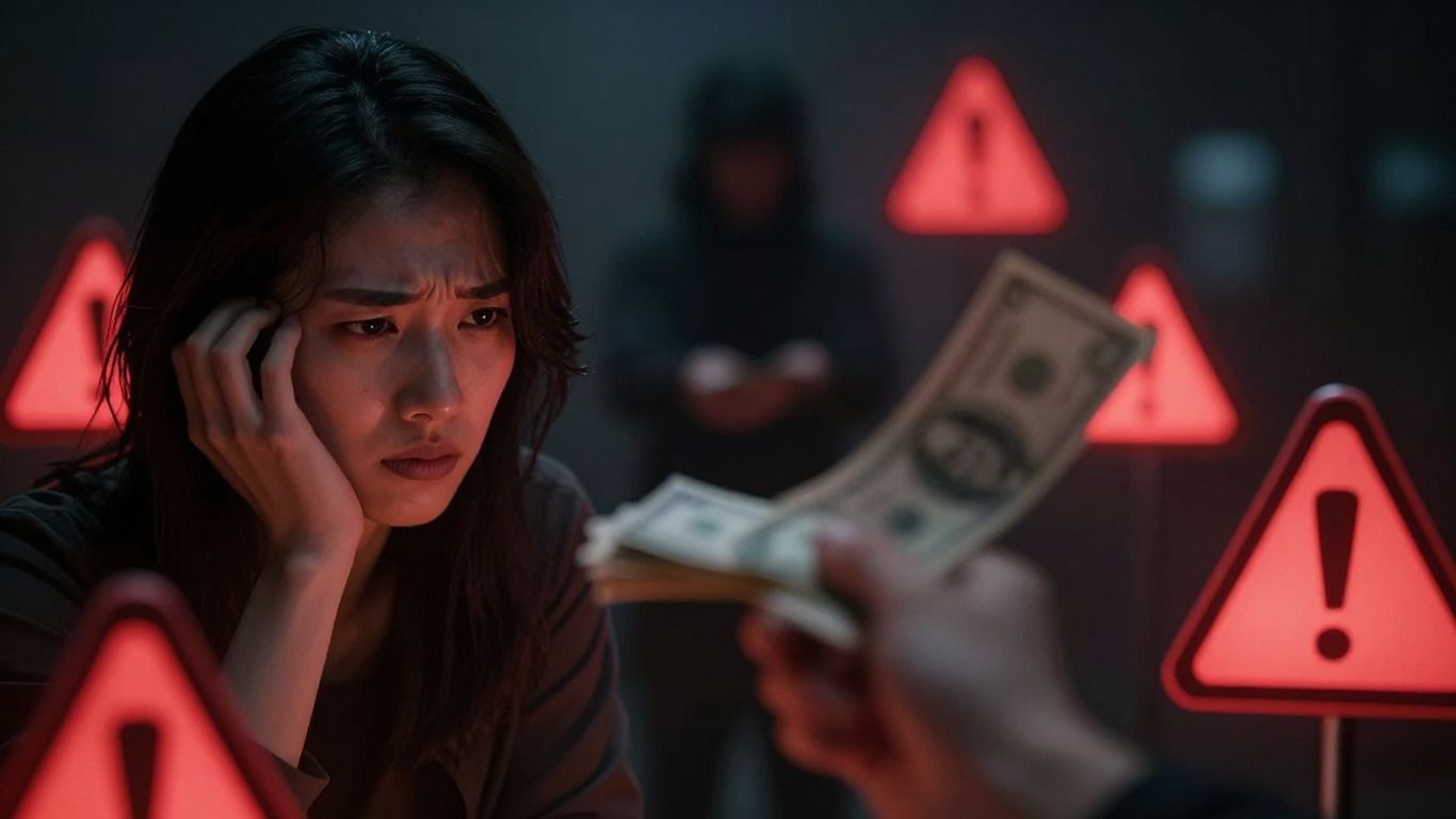 Stressed person considering risky loan offer