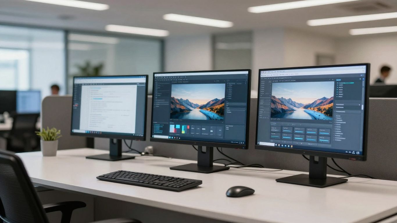 The modern digital workspace showing data streams