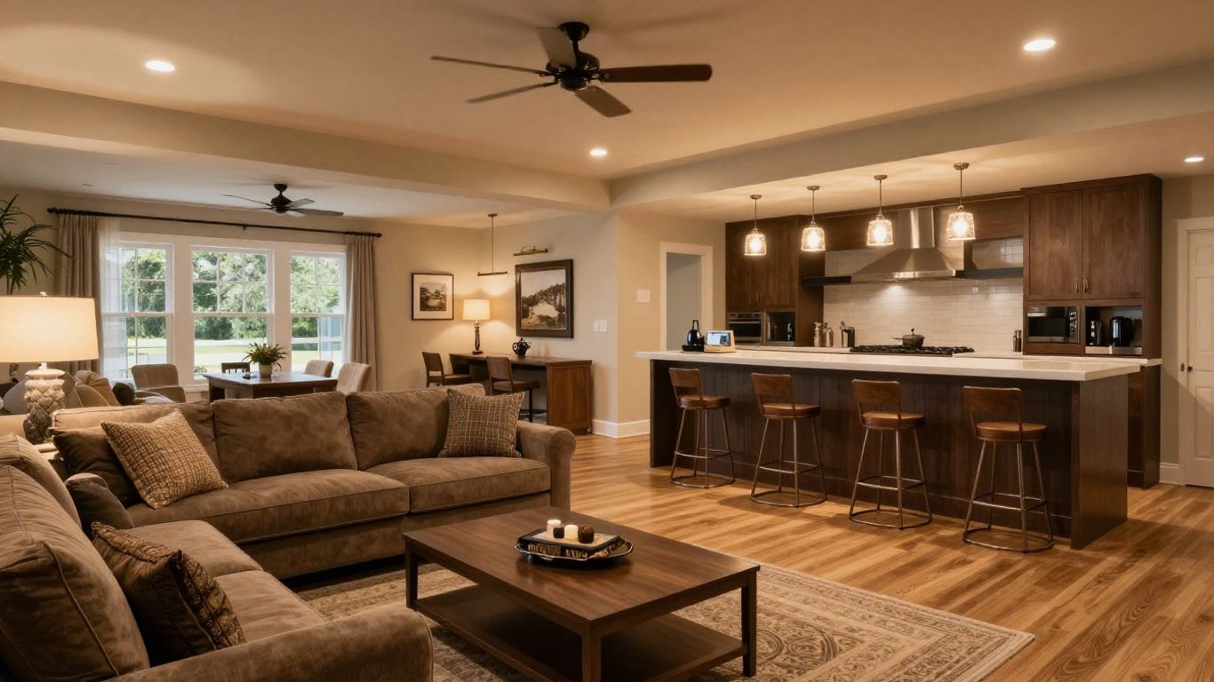 Finished basement remodel in Berkeley Lake, Georgia.