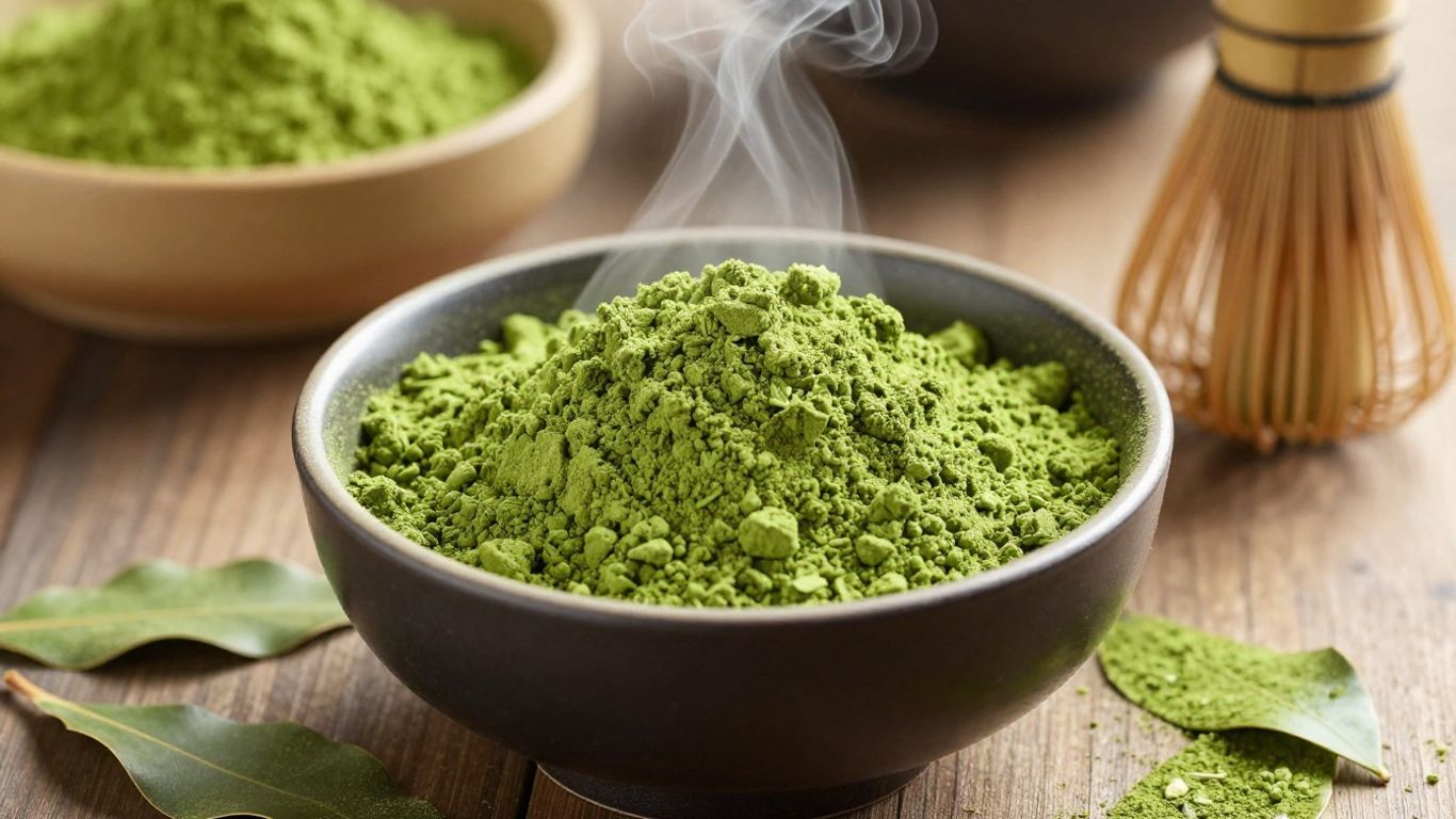 Matcha powder and whisk with steam.