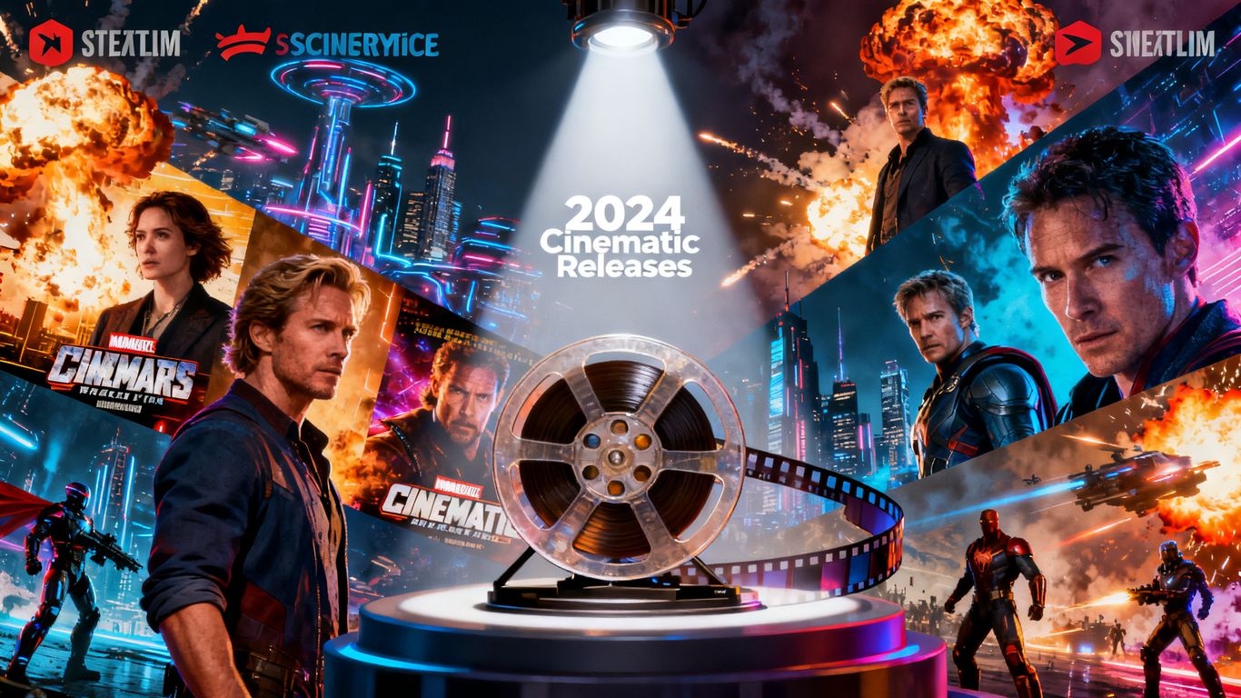 Movie posters and streaming logos for 2026 films.