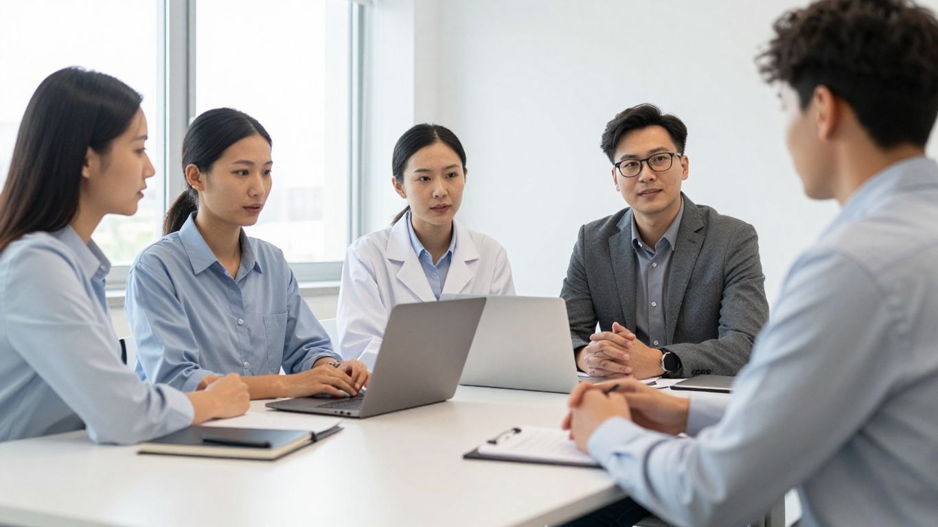 Clinical hiring panel conducting structured interview