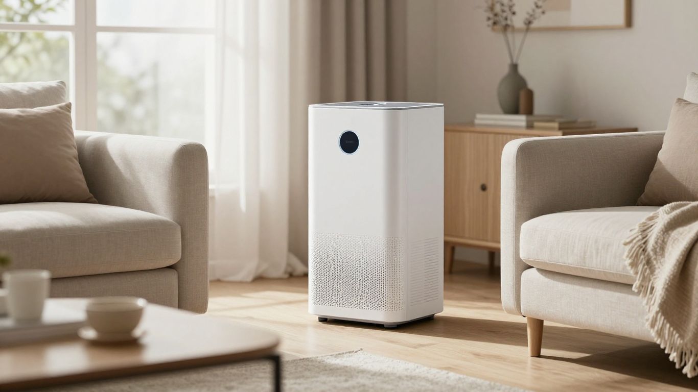 Modern dehumidifier in a bright room