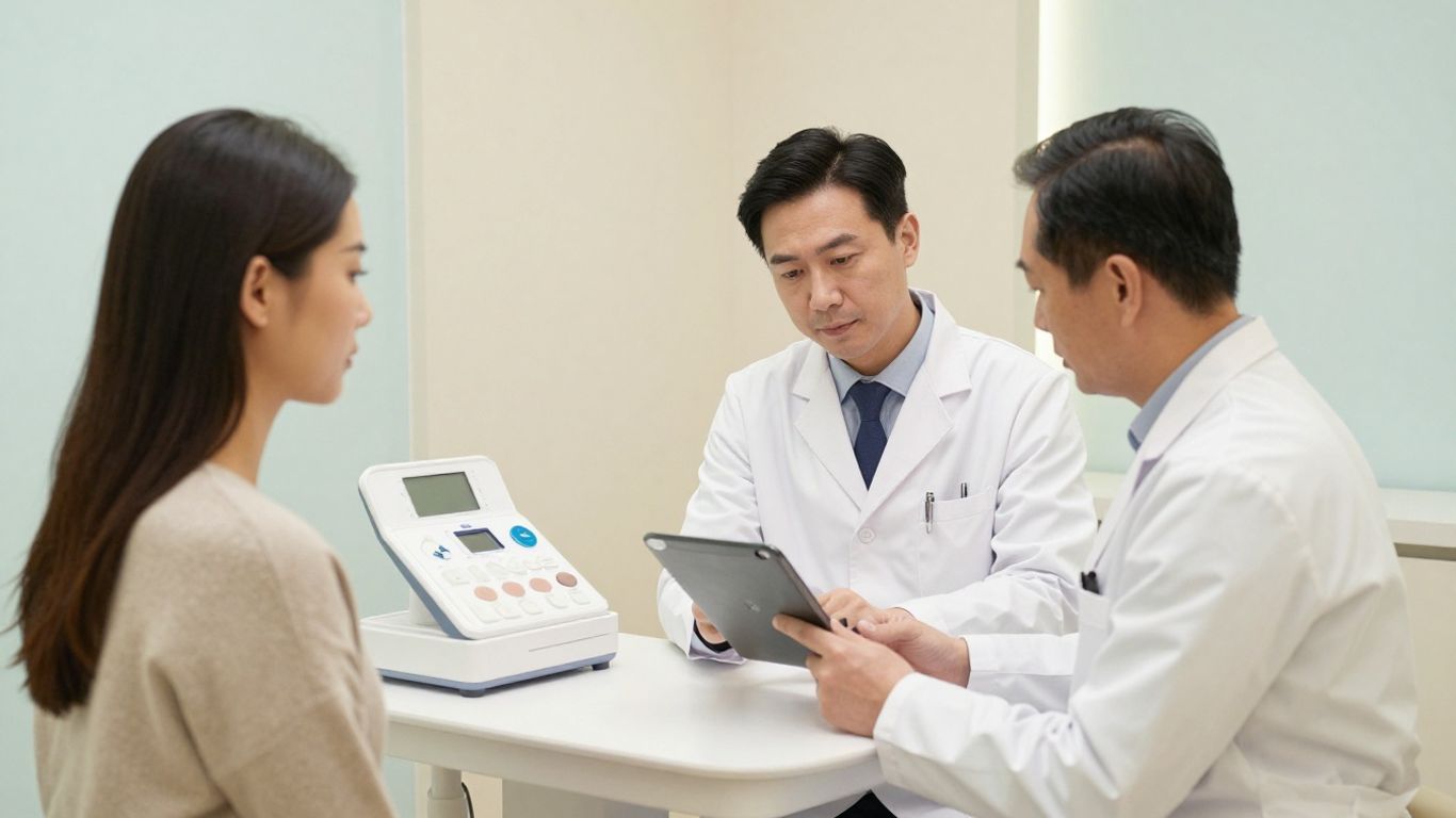 Dermatologist discussing treatment options with patient