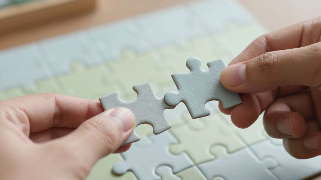 Hands connecting puzzle pieces for affiliate marketing strategy.