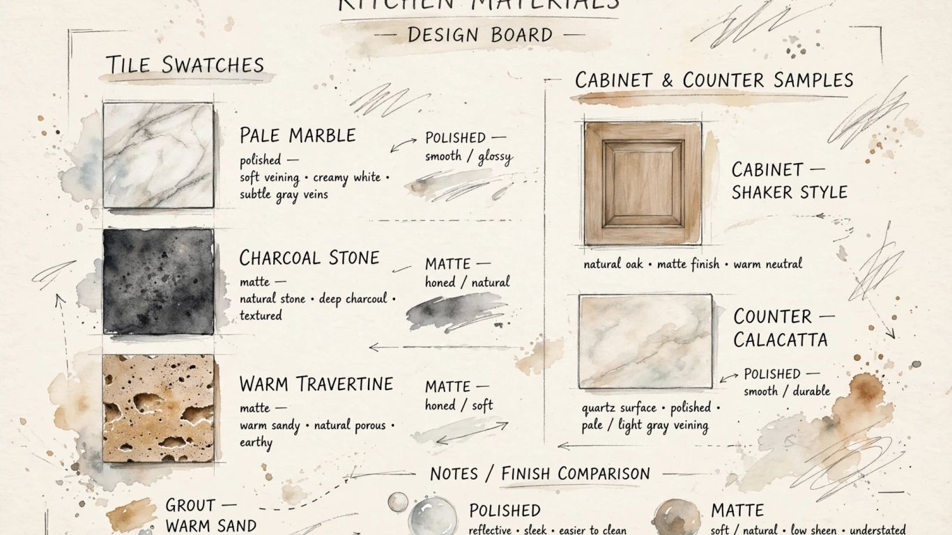 Kitchen stone tile colors and finishes