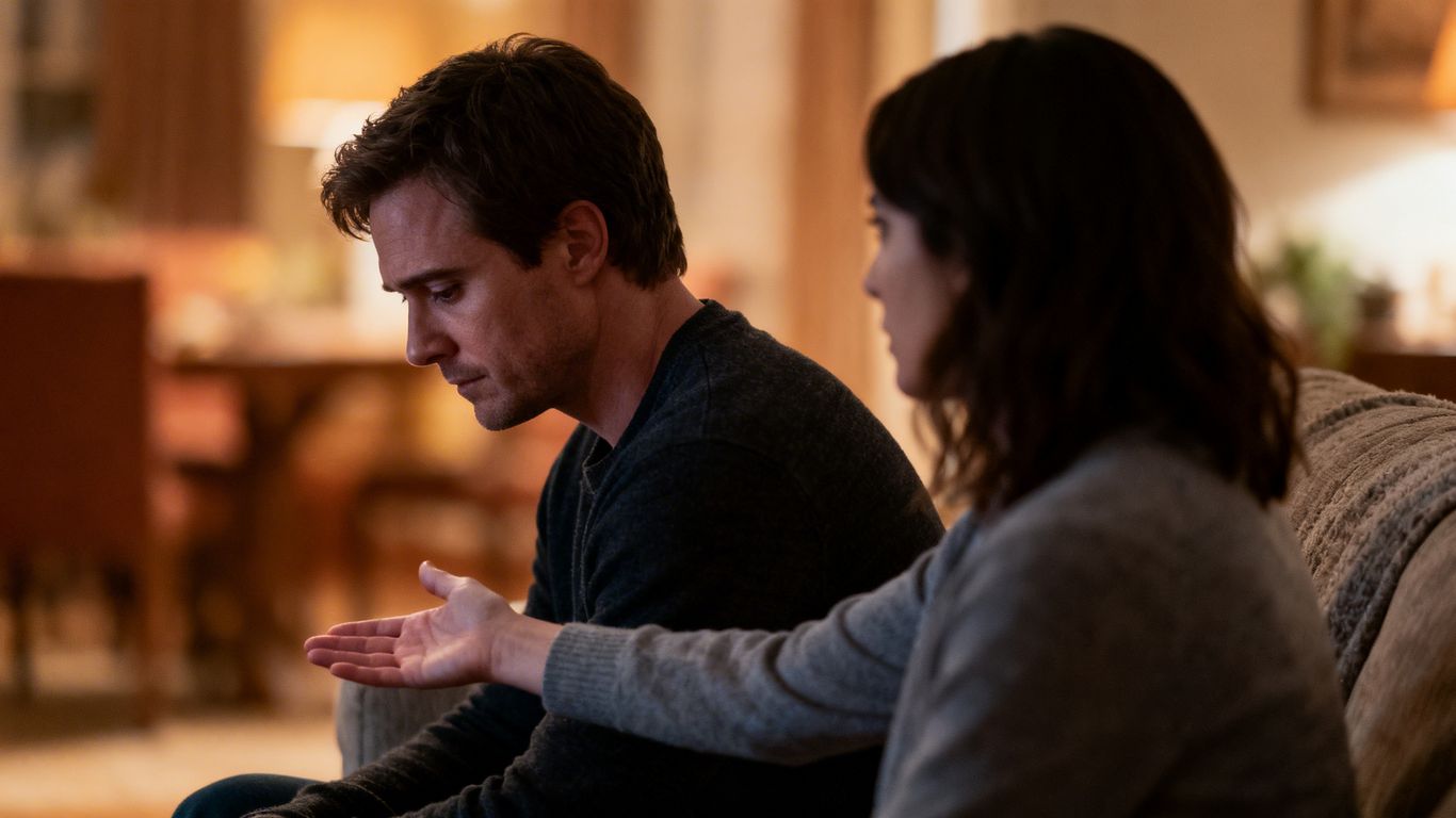 Couple on couch with emotional distance