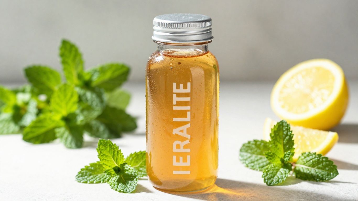 Herbalife tea bottle with mint and lemon