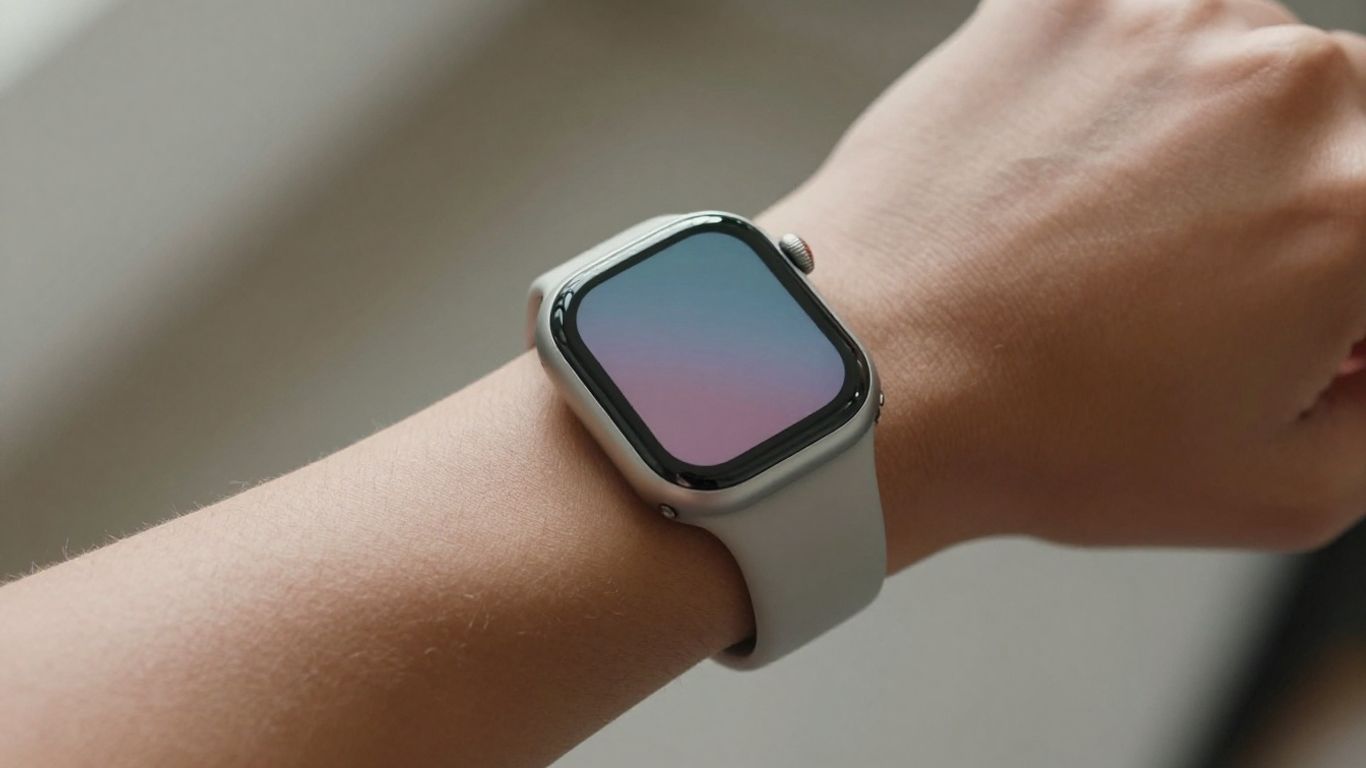 Smartwatch on wrist tracking mental wellness.
