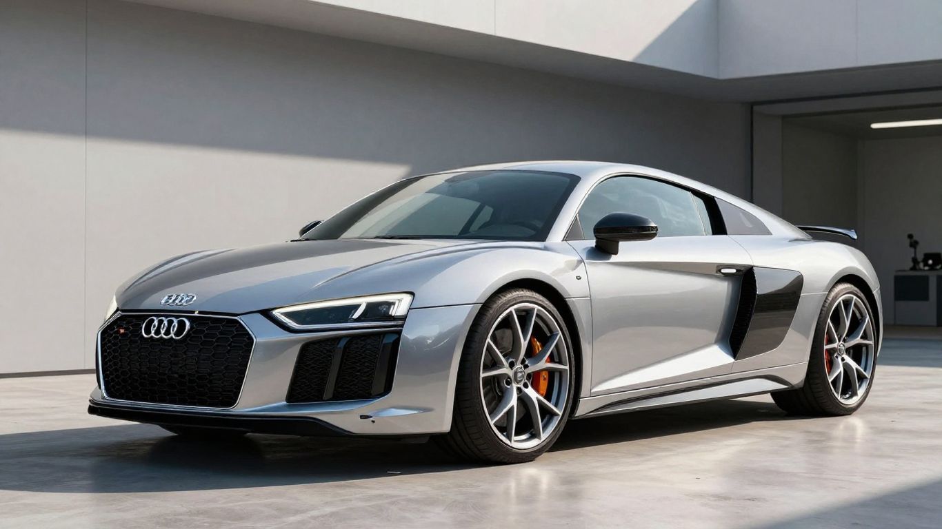 Audi R8 with polished metallic paint and alloy wheels.
