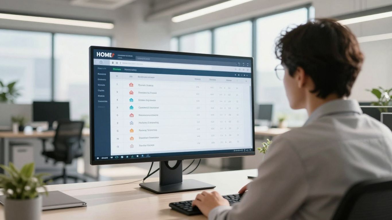 Homeowners list data visualization on a screen.