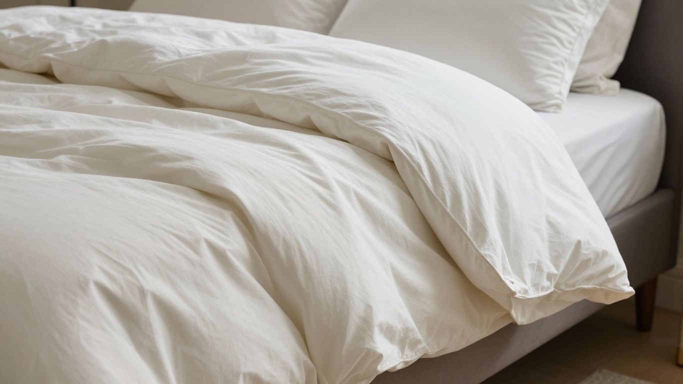 Cozy bedroom with a plush duvet on the bed.