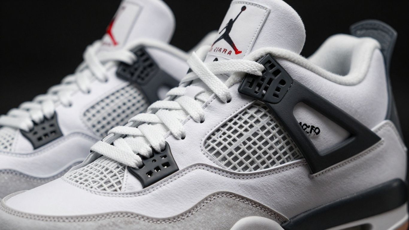 Pantofi sport Jordan 4 Retro în prim-plan.
