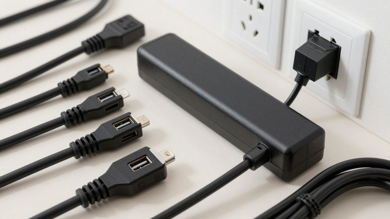 Extension cords with USB ports and surge protection.