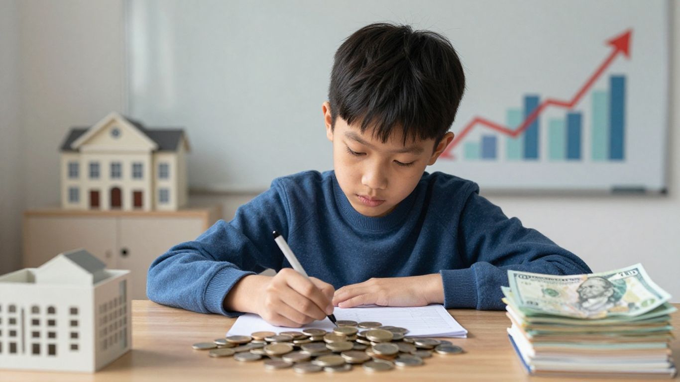 Student looking at money for education costs.