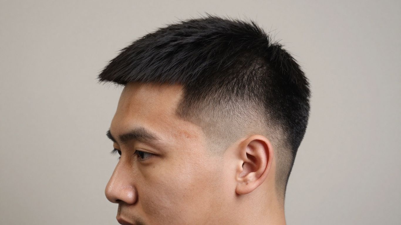 Man with a clean black taper fade haircut