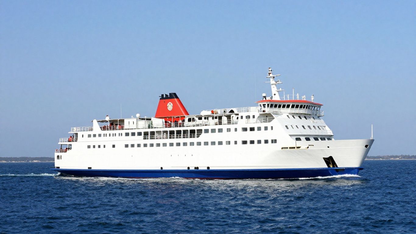 Ferry sailing across the sea to Portsmouth.