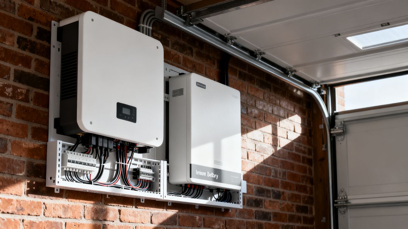 A clean and modern wall-mounted home solar inverter